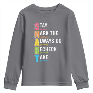 SMART Stay Focused Mark The Right Choice Youth Sweatshirt Test Day Teacher TS11 Charcoal Print Your Wear