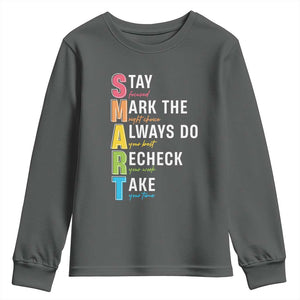SMART Stay Focused Mark The Right Choice Youth Sweatshirt Test Day Teacher TS11 Dark Heather Print Your Wear