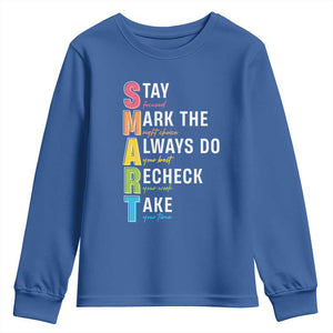 SMART Stay Focused Mark The Right Choice Youth Sweatshirt Test Day Teacher TS11 Royal Blue Print Your Wear