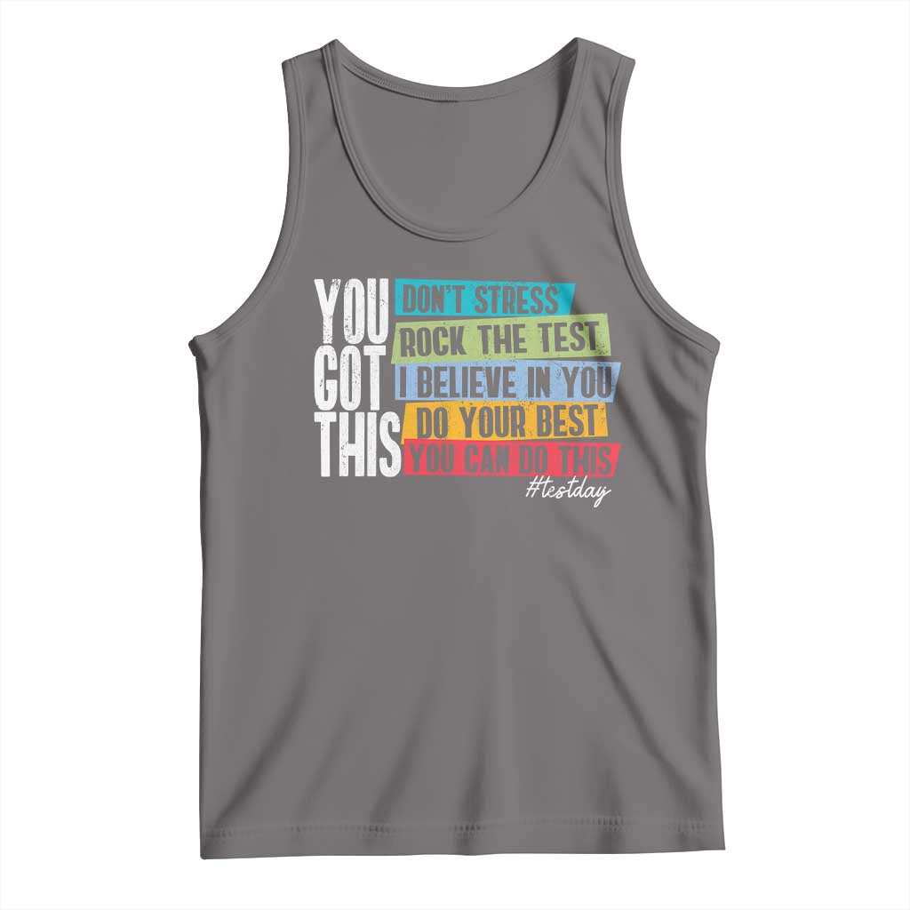 Funny Test Day You Got This Tank Top Don't Stress Rock The Test Teacher Testing Day TS11 Deep Heather Print Your Wear