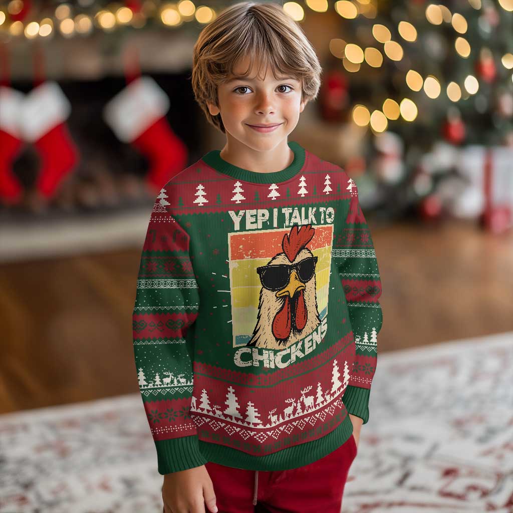 Funny Yep I Talk To Chickens Knit Sweatshirt Chicken Buffs Farmyard Animal Lover TS11 Christmas Print Your Wear