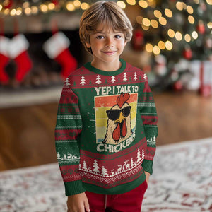 Funny Yep I Talk To Chickens Knit Sweatshirt Chicken Buffs Farmyard Animal Lover TS11 Christmas Print Your Wear