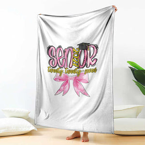 Funny Senior EST 2027 Graduation Throw Blanket Twenty Twenty Seven Pink Bow TS11 Print Your Wear