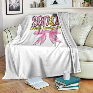 Funny Senior EST 2027 Graduation Throw Blanket Twenty Twenty Seven Pink Bow TS11 Print Your Wear