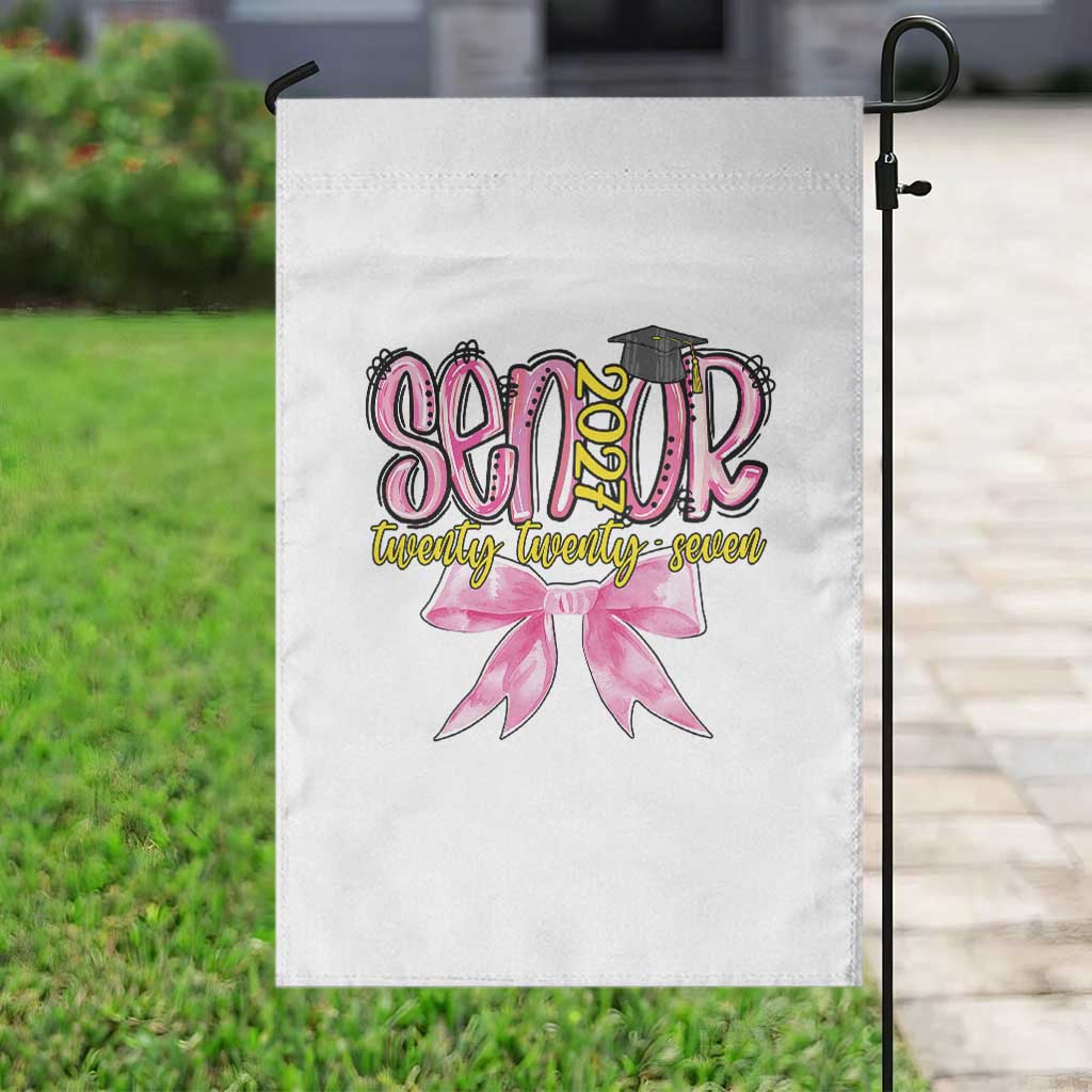 Funny Senior EST 2027 Graduation Garden Flag Twenty Twenty Seven Pink Bow TS11 Print Your Wear