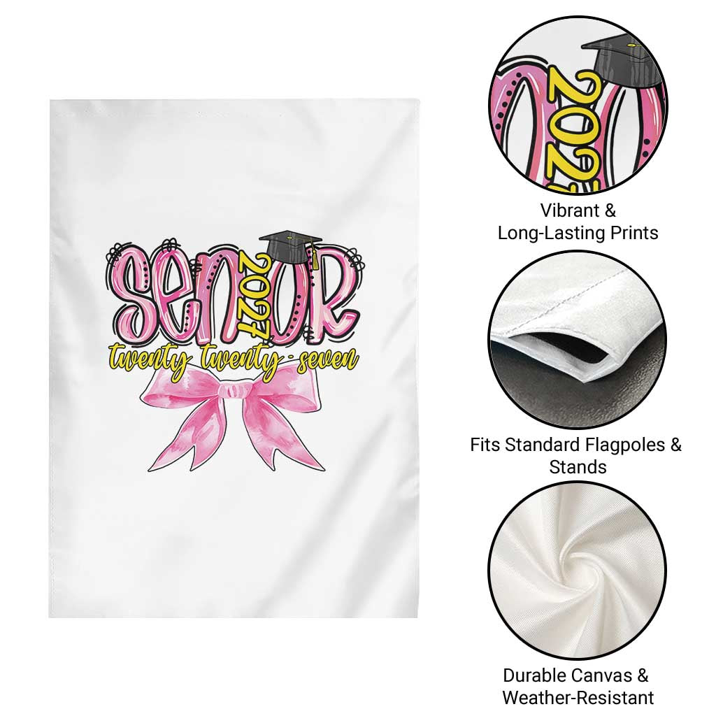 Funny Senior EST 2027 Graduation Garden Flag Twenty Twenty Seven Pink Bow TS11 Print Your Wear