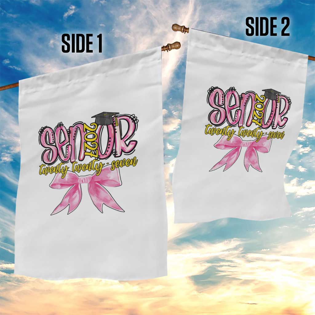 Funny Senior EST 2027 Graduation Garden Flag Twenty Twenty Seven Pink Bow TS11 Print Your Wear