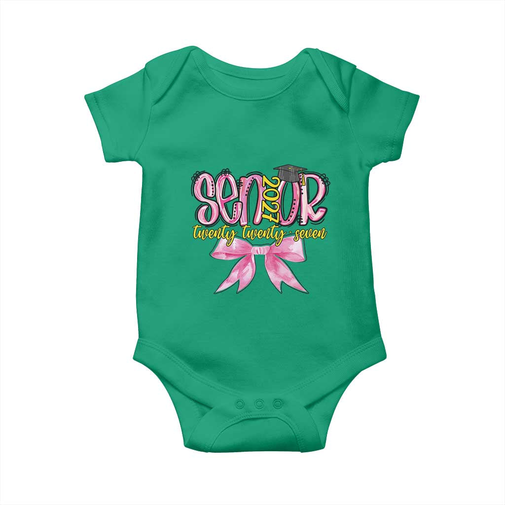 Funny Senior EST 2027 Graduation Baby Onesie Twenty Twenty Seven Pink Bow TS11 Irish Green Print Your Wear