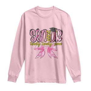 Funny Senior EST 2027 Graduation Long Sleeve Shirt Twenty Twenty Seven Pink Bow TS11 Light Pink Print Your Wear