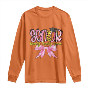 Funny Senior EST 2027 Graduation Long Sleeve Shirt Twenty Twenty Seven Pink Bow TS11 Orange Print Your Wear