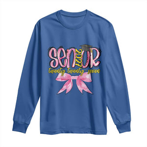 Funny Senior EST 2027 Graduation Long Sleeve Shirt Twenty Twenty Seven Pink Bow TS11 Royal Blue Print Your Wear