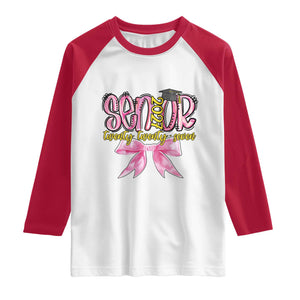 Funny Senior EST 2027 Graduation Raglan Shirt Twenty Twenty Seven Pink Bow TS11 White Red Print Your Wear