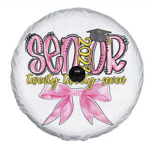 Funny Senior EST 2027 Graduation Spare Tire Cover Twenty Twenty Seven Pink Bow TS11 With Hole White Print Your Wear