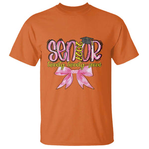 Funny Senior EST 2027 Graduation T Shirt Twenty Twenty Seven Pink Bow TS11 Orange Print Your Wear