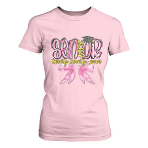 Funny Senior EST 2027 Graduation T Shirt For Women Twenty Twenty Seven Pink Bow TS11 Light Pink Print Your Wear
