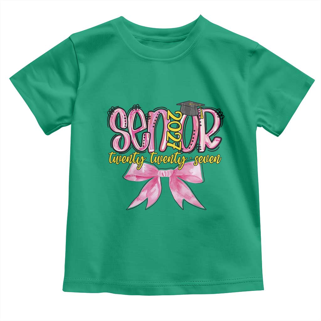 Funny Senior EST 2027 Graduation Toddler T Shirt Twenty Twenty Seven Pink Bow TS11 Irish Green Print Your Wear