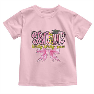 Funny Senior EST 2027 Graduation Toddler T Shirt Twenty Twenty Seven Pink Bow TS11 Light Pink Print Your Wear