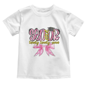 Funny Senior EST 2027 Graduation Toddler T Shirt Twenty Twenty Seven Pink Bow TS11 White Print Your Wear