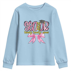 Funny Senior EST 2027 Graduation Youth Sweatshirt Twenty Twenty Seven Pink Bow TS11 Light Blue Print Your Wear