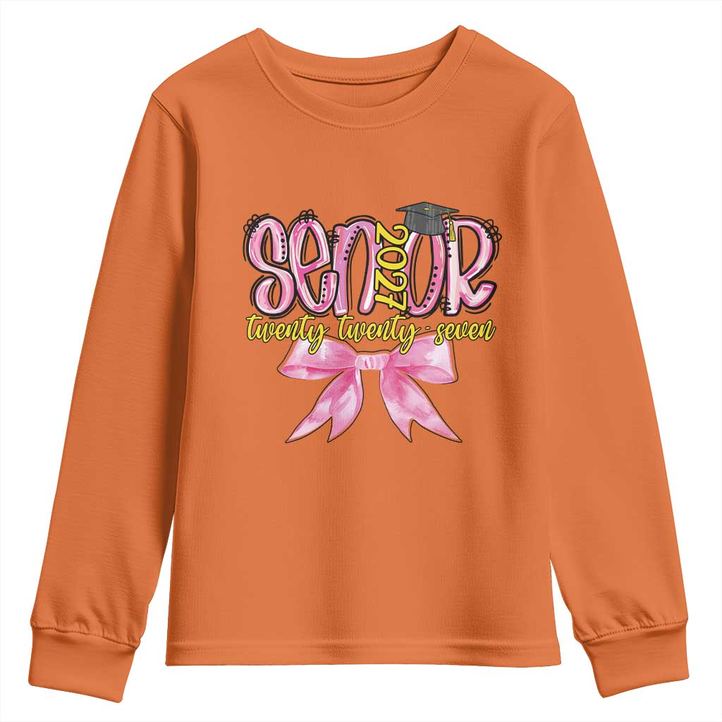 Funny Senior EST 2027 Graduation Youth Sweatshirt Twenty Twenty Seven Pink Bow TS11 Orange Print Your Wear