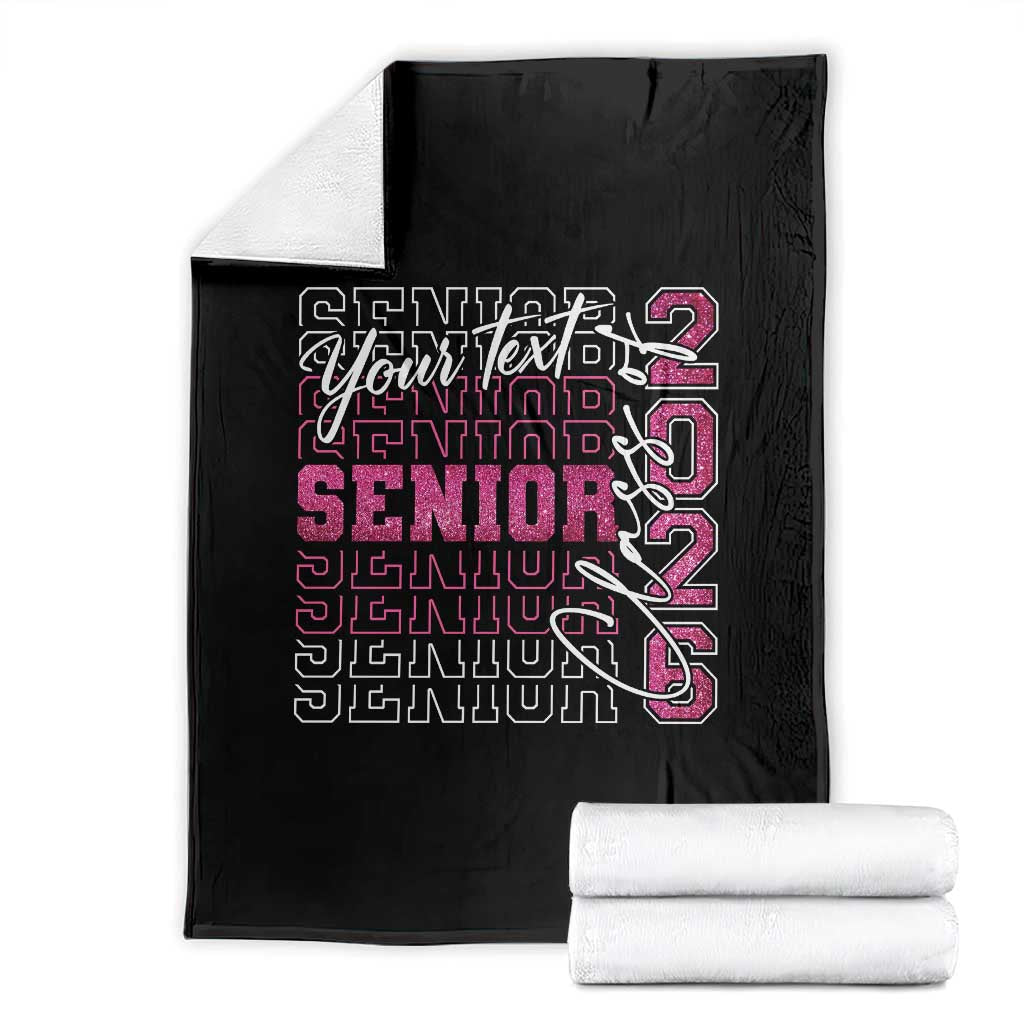 Personalized Senior 2026 Throw Blanket Custom Text Class Of 2026 Graduation Glitter Print TS11 Black Print Your Wear