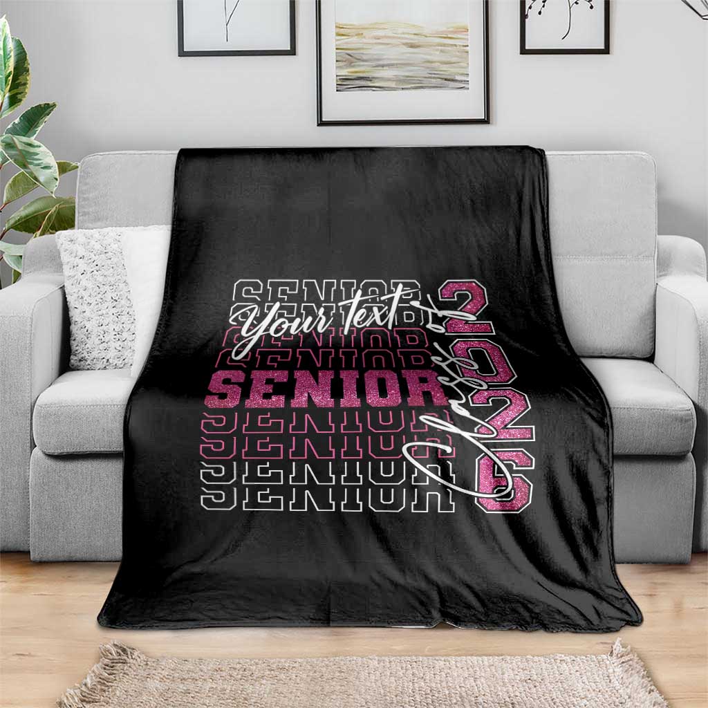 Personalized Senior 2026 Throw Blanket Custom Text Class Of 2026 Graduation Glitter Print TS11 Print Your Wear