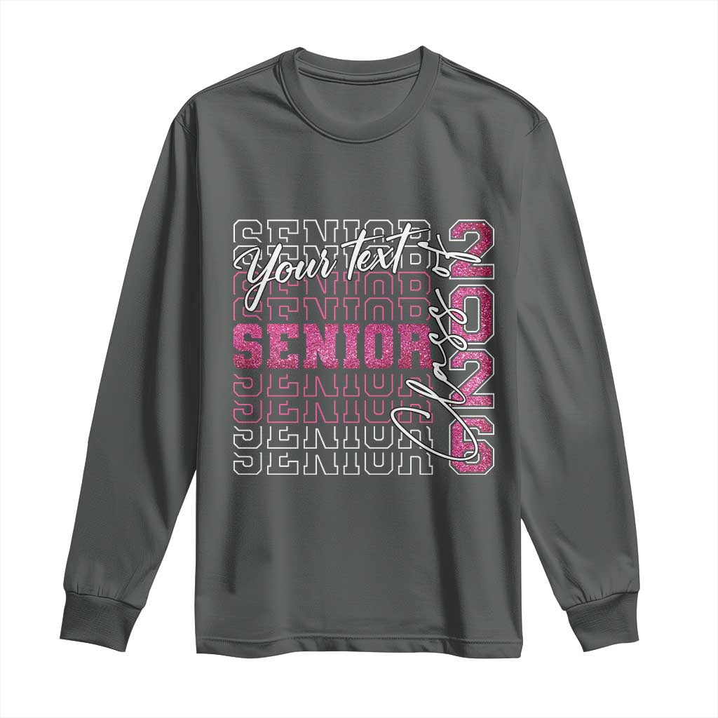 Personalized Senior 2026 Long Sleeve Shirt Custom Text Class Of 2026 Graduation Glitter Print TS11 Dark Heather Print Your Wear