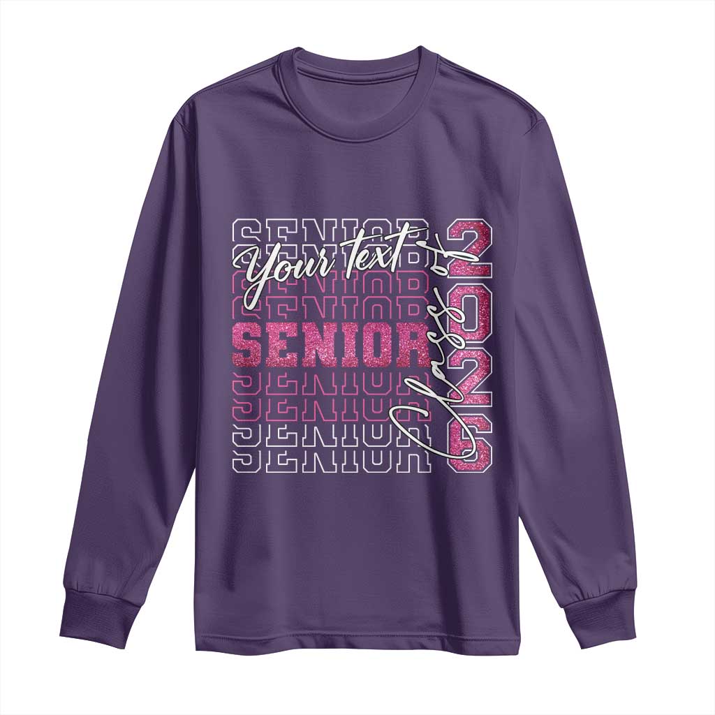 Personalized Senior 2026 Long Sleeve Shirt Custom Text Class Of 2026 Graduation Glitter Print TS11 Purple Print Your Wear