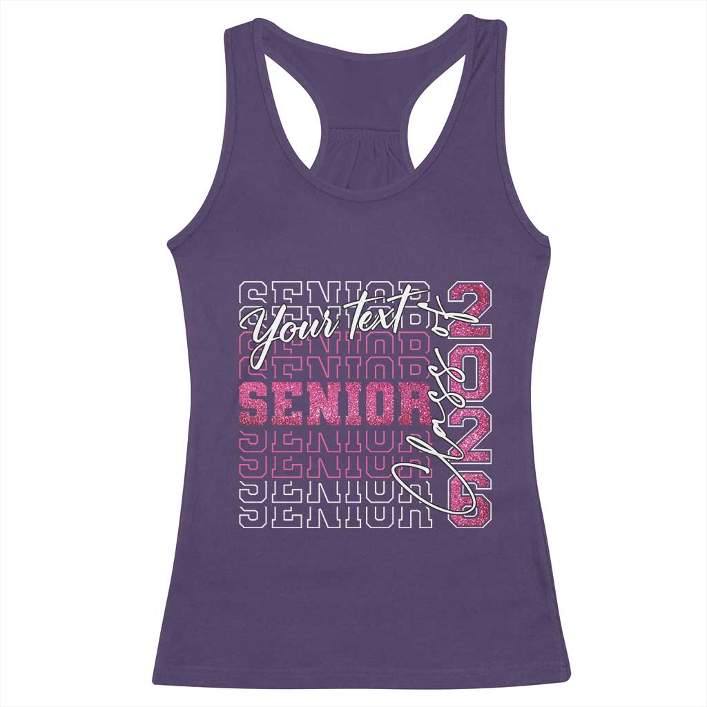 Personalized Senior 2026 Racerback Tank Top Custom Text Class Of 2026 Graduation Glitter Print TS11 Purple Print Your Wear