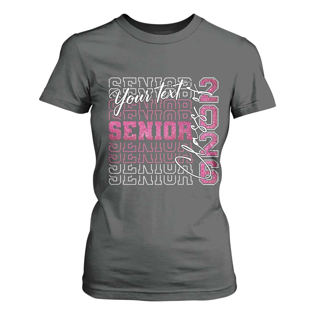 Personalized Senior 2026 T Shirt For Women Custom Text Class Of 2026 Graduation Glitter Print TS11 Dark Heather Print Your Wear