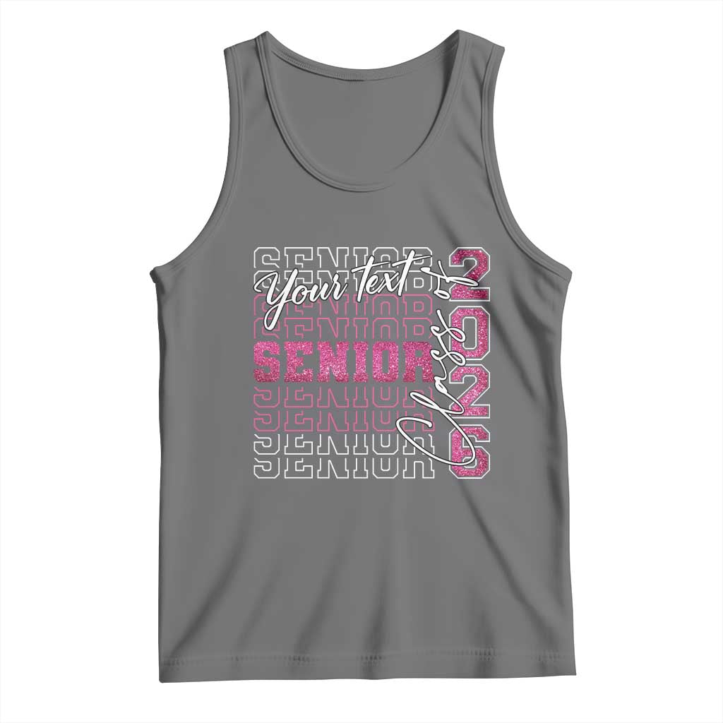 Personalized Senior 2026 Tank Top Custom Text Class Of 2026 Graduation Glitter Print TS11 Black Heather Print Your Wear