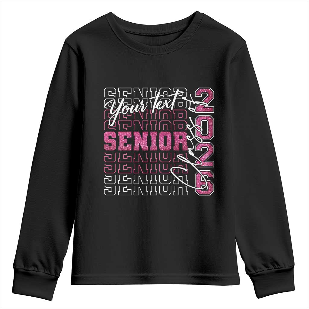 Personalized Senior 2026 Youth Sweatshirt Custom Text Class Of 2026 Graduation Glitter Print TS11 Black Print Your Wear