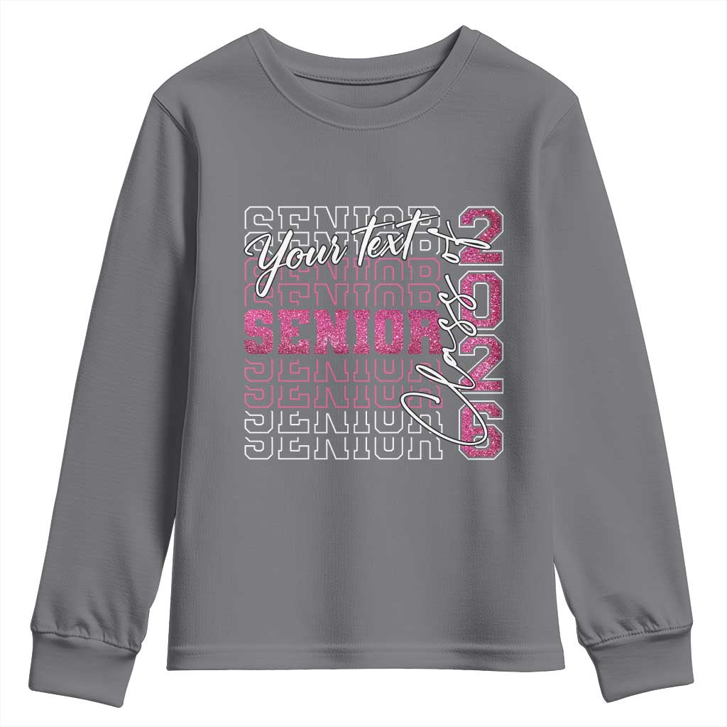 Personalized Senior 2026 Youth Sweatshirt Custom Text Class Of 2026 Graduation Glitter Print TS11 Charcoal Print Your Wear