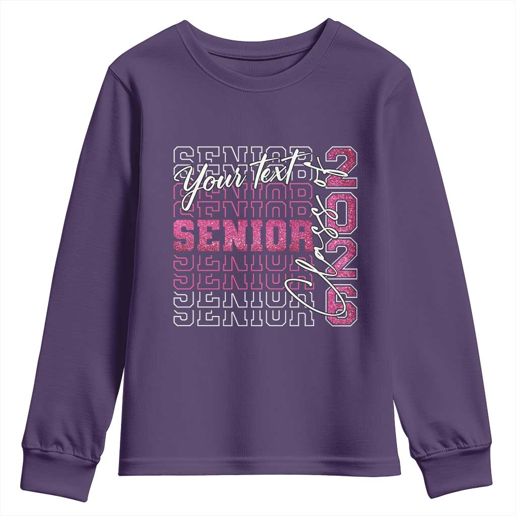 Personalized Senior 2026 Youth Sweatshirt Custom Text Class Of 2026 Graduation Glitter Print TS11 Purple Print Your Wear