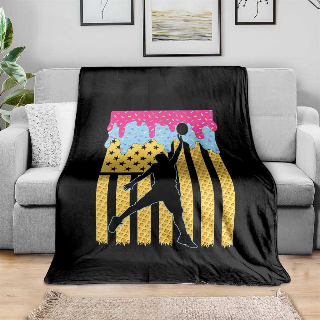 Basketball Ice Cream Drip American Flag Youth Players Throw Blanket TS11 Print Your Wear