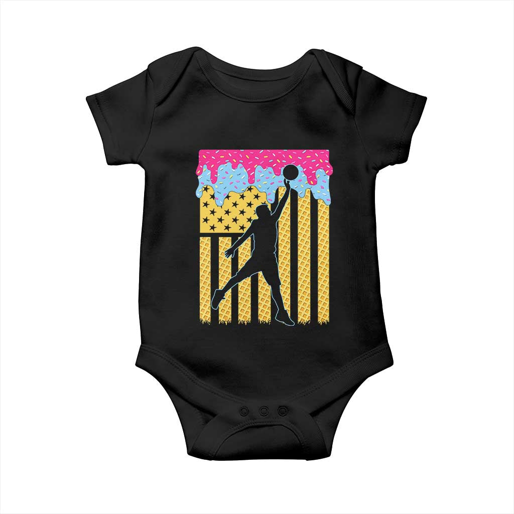 Basketball Ice Cream Drip American Flag Youth Players Baby Onesie TS11 Black Print Your Wear
