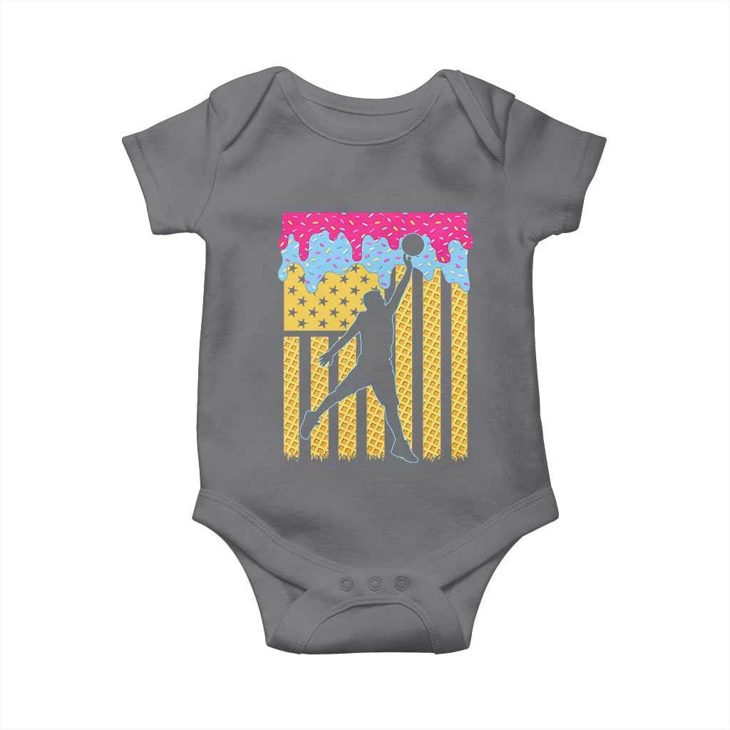 Basketball Ice Cream Drip American Flag Youth Players Baby Onesie TS11 Charcoal Print Your Wear