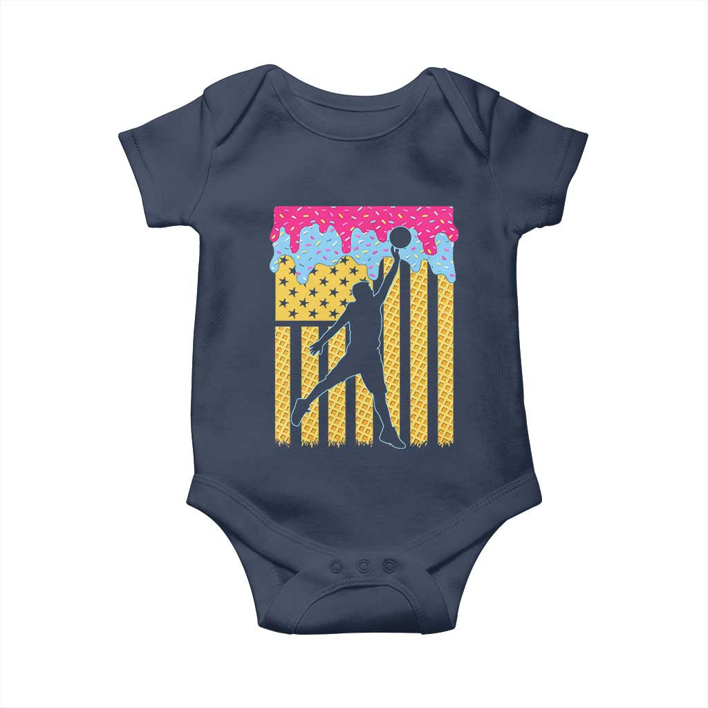 Basketball Ice Cream Drip American Flag Youth Players Baby Onesie TS11 Navy Print Your Wear