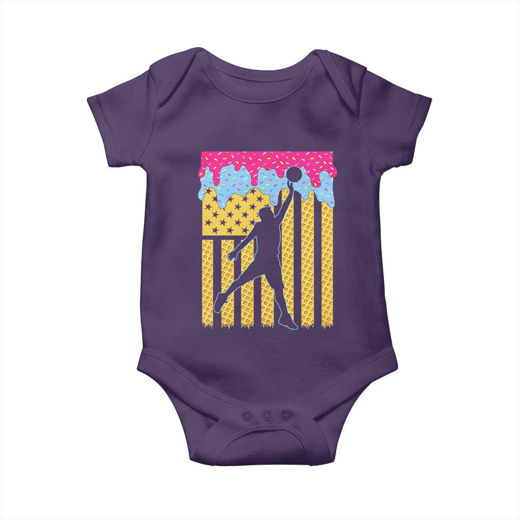 Basketball Ice Cream Drip American Flag Youth Players Baby Onesie TS11 Purple Print Your Wear