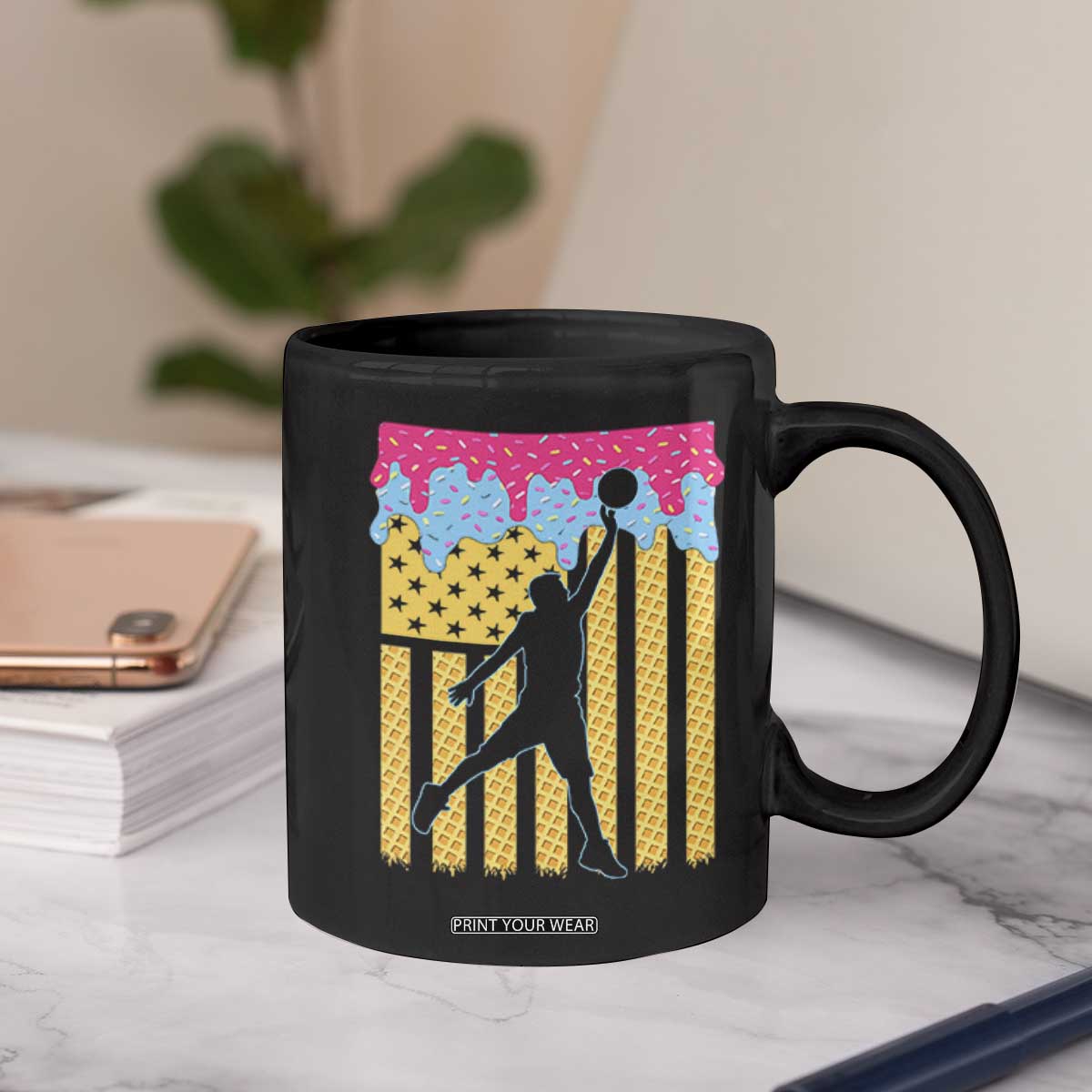 Basketball Ice Cream Drip American Flag Youth Players Coffee Mug TS11 Print Your Wear