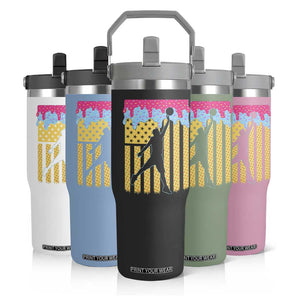 Basketball Ice Cream Drip American Flag Youth Players Flip Straw Tumbler TS11 Print Your Wear