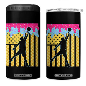 Basketball Ice Cream Drip American Flag Youth Players 4 in 1 Can Cooler Tumbler TS11 One Size: 16 oz Black Print Your Wear