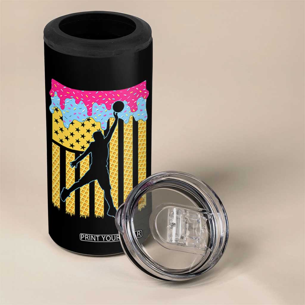 Basketball Ice Cream Drip American Flag Youth Players 4 in 1 Can Cooler Tumbler TS11 Print Your Wear