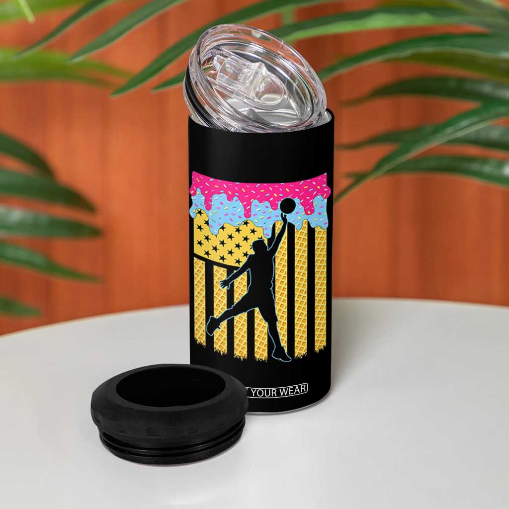 Basketball Ice Cream Drip American Flag Youth Players 4 in 1 Can Cooler Tumbler TS11 Print Your Wear