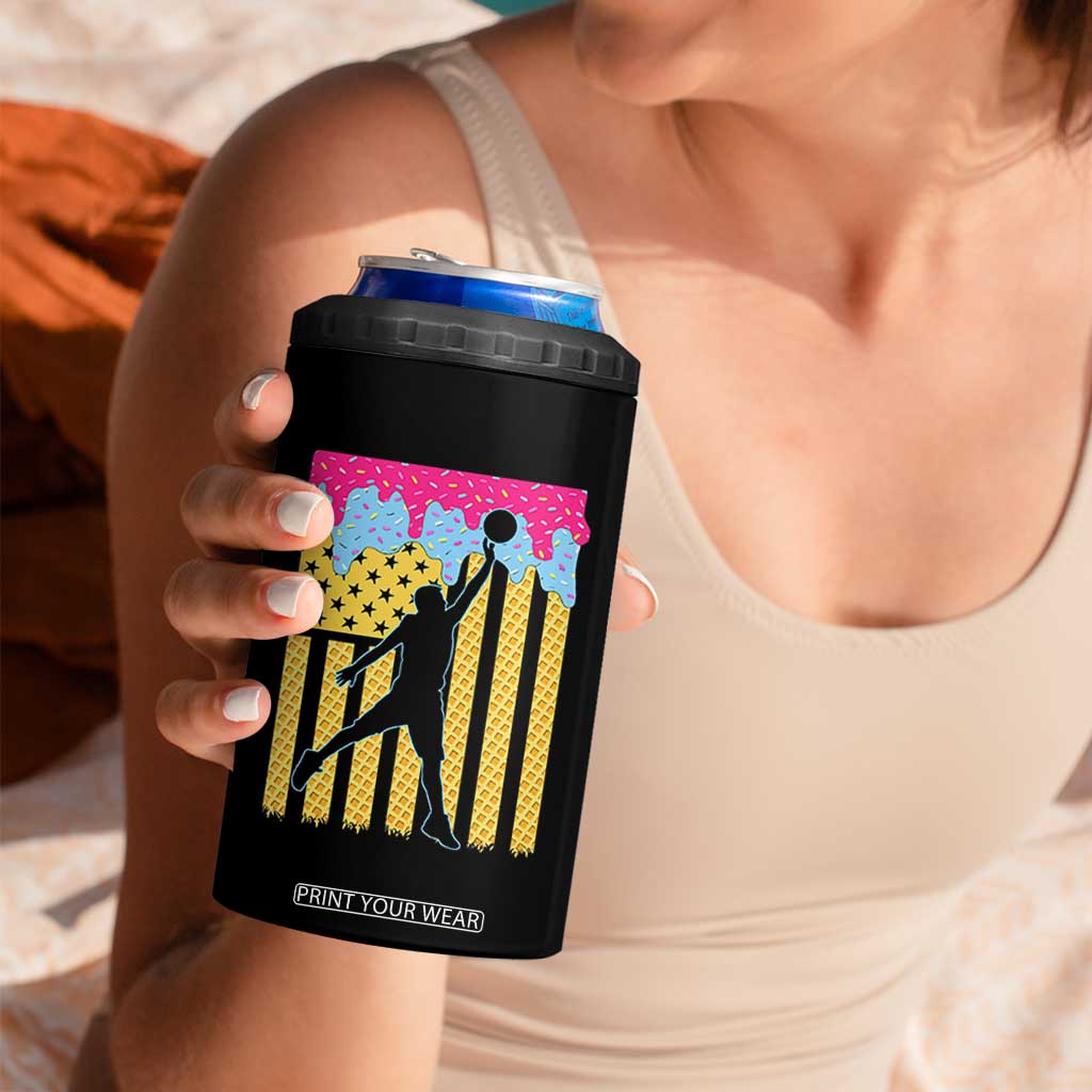 Basketball Ice Cream Drip American Flag Youth Players 4 in 1 Can Cooler Tumbler TS11 Print Your Wear