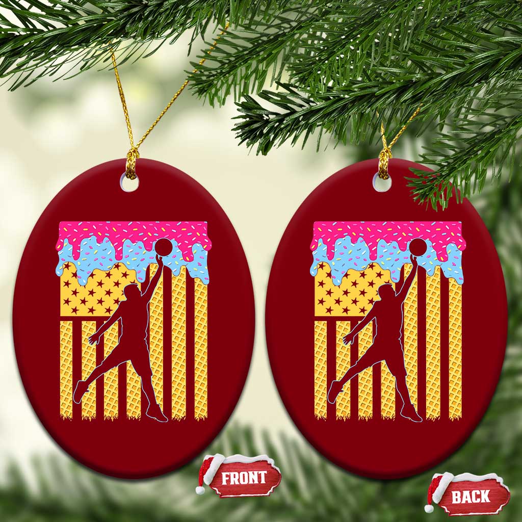 Basketball Ice Cream Drip American Flag Youth Players Ceramic Ornament TS11 Print Your Wear
