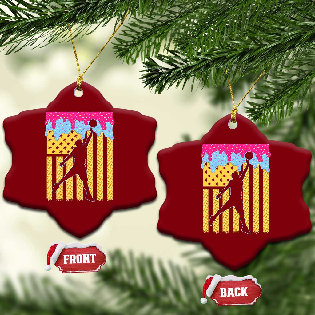 Basketball Ice Cream Drip American Flag Youth Players Ceramic Ornament TS11 Print Your Wear
