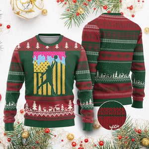 Basketball Ice Cream Drip American Flag Youth Players Ugly Christmas Sweater TS11 Red Green Print Your Wear