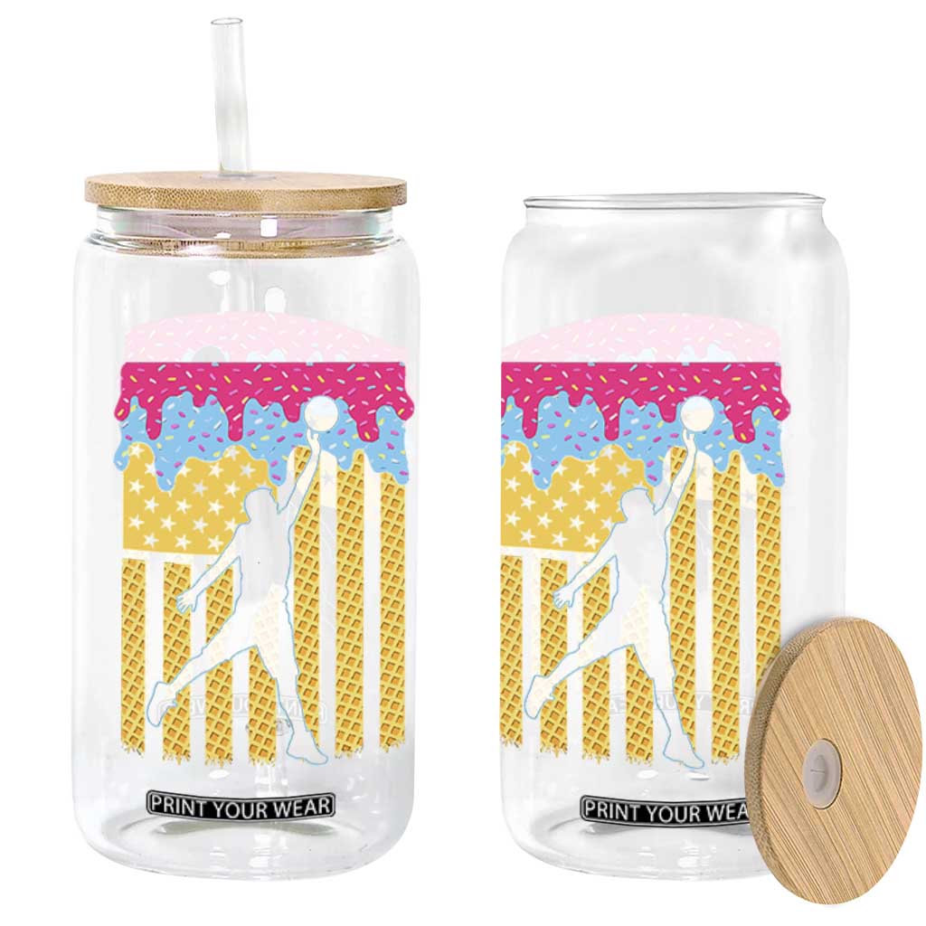 Basketball Ice Cream Drip American Flag Youth Players Glass Can TS11 Print Your Wear