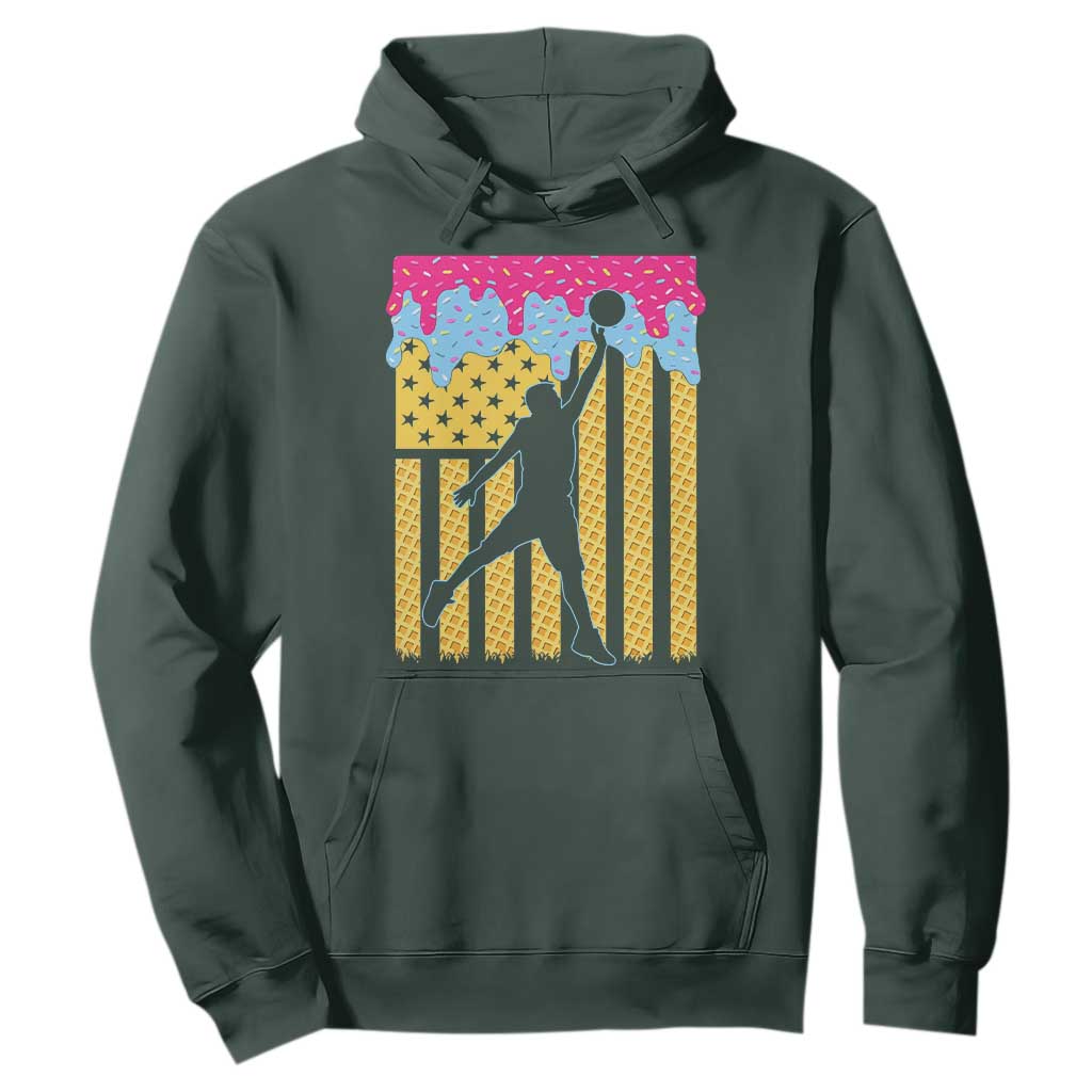 Basketball Ice Cream Drip American Flag Youth Players Hoodie TS11 Dark Forest Green Print Your Wear